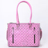 ADBG1314 American Darling Pink Hand-Tooled Leather Tote -Floral Carved Handbag