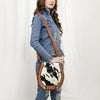 ADBG1315 American Darling Hair-On Cowhide Western Leather Crossbody Bag with Hand-Tooled Accents