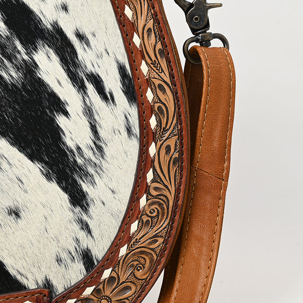 ADBG1315 American Darling Hair-On Cowhide Western Leather Crossbody Bag with Hand-Tooled Accents