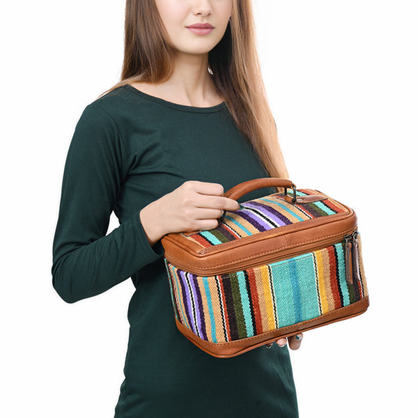 ADBG1320 American Darling Hand-Woven Saddle Blanket & Genuine Leather Western Jewelry Case