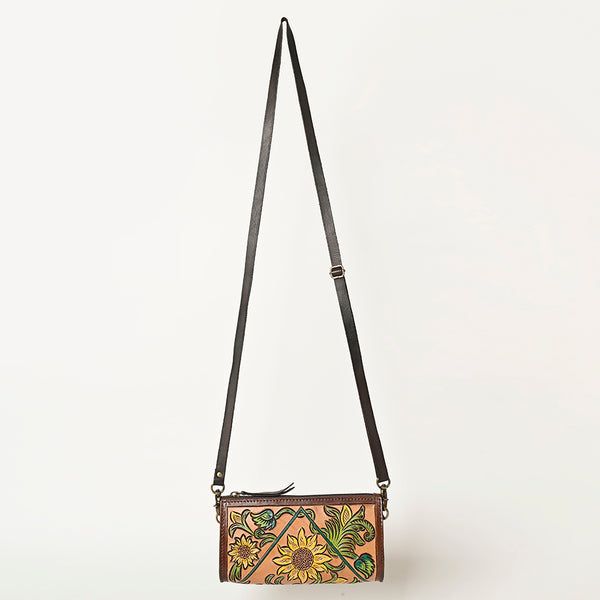 ADBGA469 American Darling Sunflower Crossbody Hand-Tooled Leather Floral Western Bag