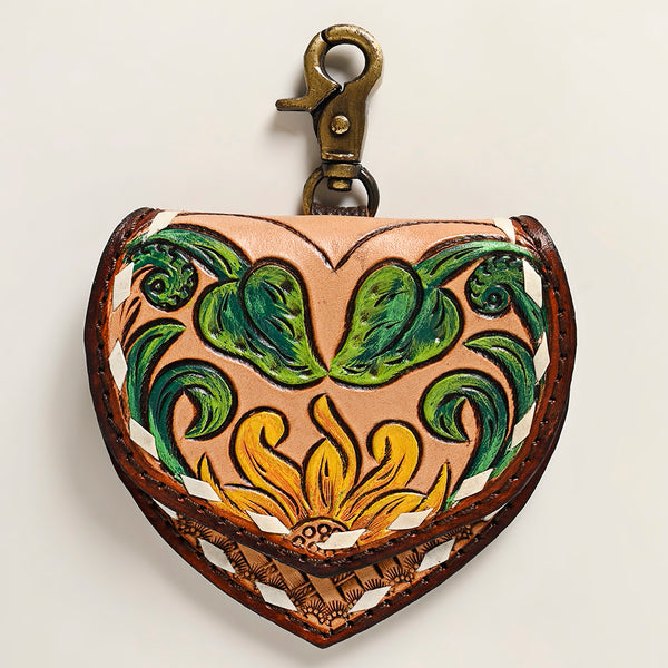 ADBGA473 American Darling Hand Tooled Floral Carved Leather Key Ring Western Accessory
