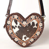 ADBGA476 American Darling Hair-On Cowhide Leather Canteen Bag Floral Carved