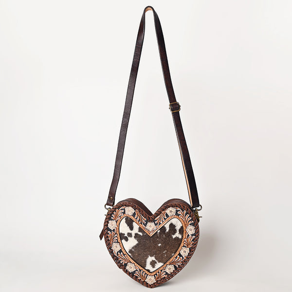 ADBGA476 American Darling Hair-On Cowhide Leather Canteen Bag Floral Carved