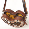 ADBGA476 American Darling Hair-On Cowhide Leather Canteen Bag Floral Carved