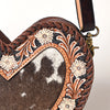 ADBGA476 American Darling Hair-On Cowhide Leather Canteen Bag Floral Carved