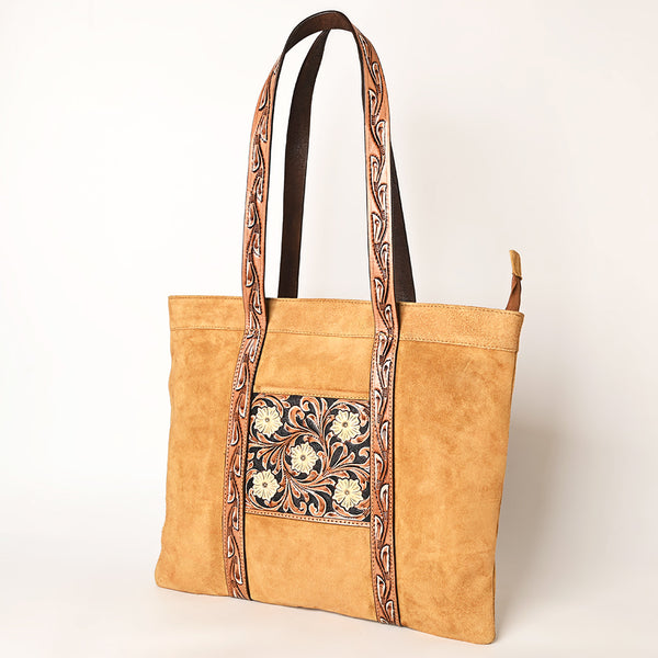 ADBGA479 American Darling Genuine Suede Leather Hand Tooled Floral Carved Tote Bag Western Purse