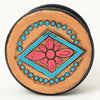 ADPNA101 Floral Design Hand-Tooled Leather Cell Phone Pop Socket - By American Darling