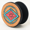ADPNA101 Floral Design Hand-Tooled Leather Cell Phone Pop Socket - By American Darling
