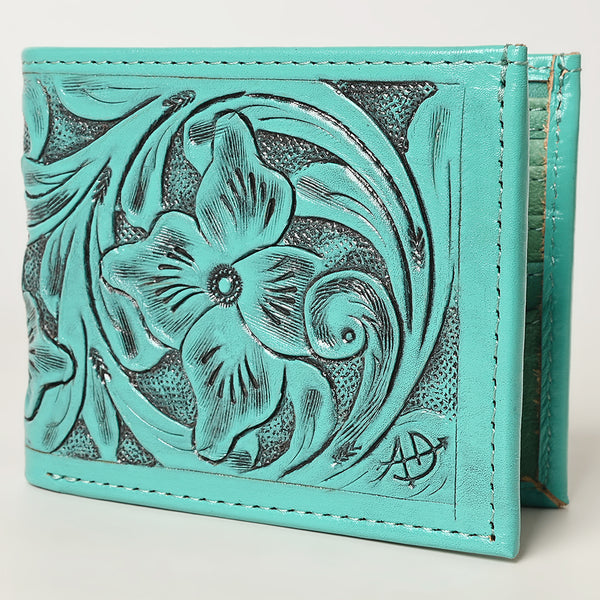 ADBG1236 American Darling Hand Tooled Leather Bifold Wallet -Floral Carved Purse