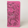 ADBG1269B American Darling Pink Tooled Leather Wallet -Floral Carved Bifold