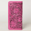 ADBG1269B American Darling Pink Tooled Leather Wallet -Floral Carved Bifold