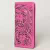 ADBG1269B American Darling Pink Tooled Leather Wallet -Floral Carved Bifold