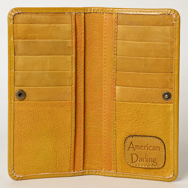 ADBG1269 American Darling Hand-Tooled Genuine Leather Western Wallet Handbag - Floral Carved Women Wallet