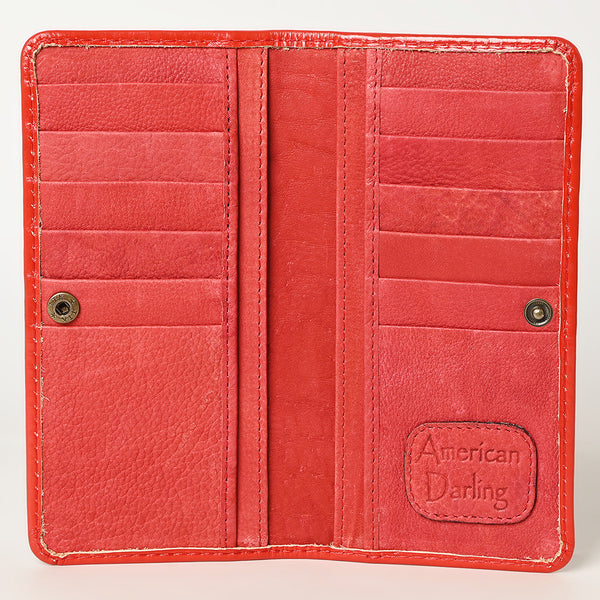 ADBG1269 American Darling Hand-Tooled Genuine Leather Western Wallet Handbag - Floral Carved Women Wallet