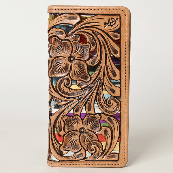 ADBG1269 American Darling Hand-Tooled Genuine Leather Western Wallet Handbag - Floral Carved Women Wallet
