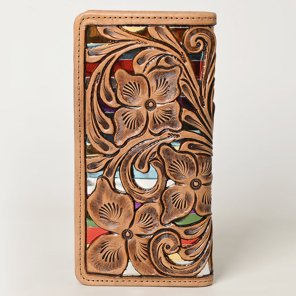 ADBG1269 American Darling Hand-Tooled Genuine Leather Western Wallet Handbag - Floral Carved Women Wallet
