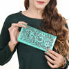 ADBG1269 American Darling Hand-Tooled Genuine Leather Western Wallet Handbag - Floral Carved Women Wallet