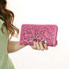 ADBG1321B American Darling Pink Hand-Tooled Genuine Leather Western Wallet Bag with Floral Carving