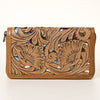 ADBG1321 American Darling Hand-Tooled Genuine Leather Western Wallet Bag with Floral Carving