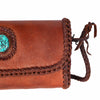 ADBGM267 Mini Western Leather Crossbody - Braided Edge & Turquoise Concho