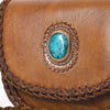 ADBGM338 Braided Leather Crossbody Bag with Stone Accent and Flap Closure