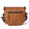 ADBGM338 Braided Leather Crossbody Bag with Stone Accent and Flap Closure