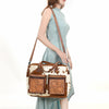 ADBG264A American Darling Tote Bag - Hand Tooled Floral Leather & Hair-On Cowhide Western Bag