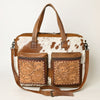 ADBG264A American Darling Tote Bag - Hand Tooled Floral Leather & Hair-On Cowhide Western Bag
