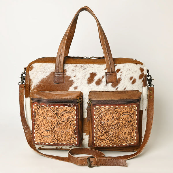 ADBG264A American Darling Tote Bag - Hand Tooled Floral Leather & Hair-On Cowhide Western Bag