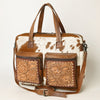 ADBG264A American Darling Tote Bag - Hand Tooled Floral Leather & Hair-On Cowhide Western Bag
