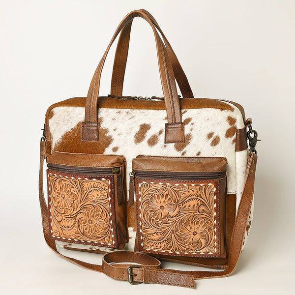 ADBG264A American Darling Tote Bag - Hand Tooled Floral Leather & Hair-On Cowhide Western Bag