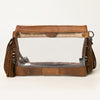ADBG1174 American Darling Hand Tooled Leather Fringe Clear Crossbody -Western Stadium Bag