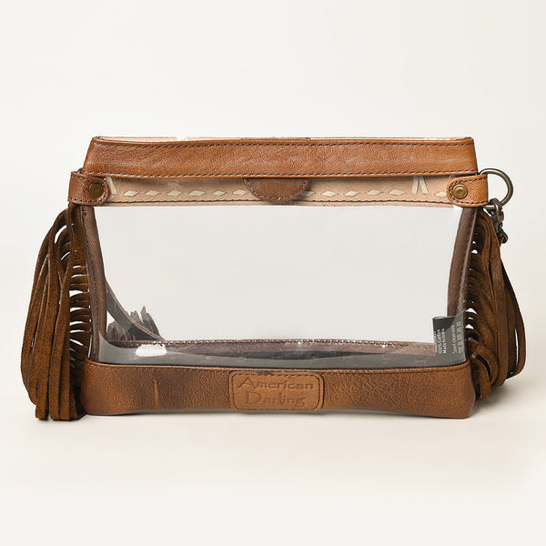 ADBG1174 American Darling Hand Tooled Leather Fringe Clear Crossbody -Western Stadium Bag