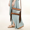 ADBG1174 American Darling Hand Tooled Leather Fringe Clear Crossbody -Western Stadium Bag