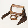 ADBG1174 American Darling Hand Tooled Leather Fringe Clear Crossbody -Western Stadium Bag