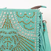 ADBG1322 American Darling Genuine Leather Western Fringe Crossbody Bag with Studded Details