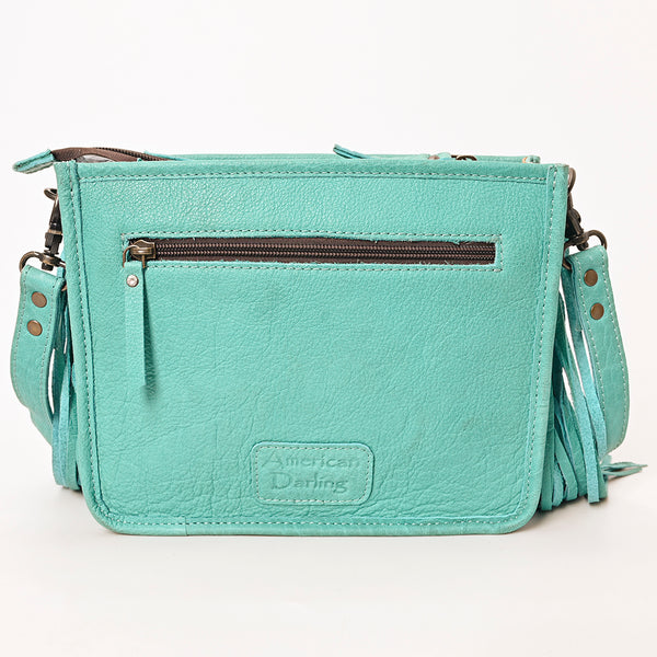 ADBG1322 American Darling Genuine Leather Western Fringe Crossbody Bag with Studded Details