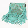 ADBG1322 American Darling Genuine Leather Western Fringe Crossbody Bag with Studded Details