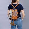 ADBG1324 American Darling Western Leather Bucket Bag with Hair-On Cowhide Patches & Tooled Leather Accent