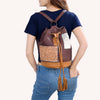 ADBG1324 American Darling Western Leather Bucket Bag with Hair-On Cowhide Patches & Tooled Leather Accent