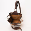 ADBG1324 American Darling Western Leather Bucket Bag with Hair-On Cowhide Patches & Tooled Leather Accent