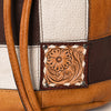 ADBG1324 American Darling Western Leather Bucket Bag with Hair-On Cowhide Patches & Tooled Leather Accent