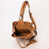 ADBG1324 American Darling Western Leather Bucket Bag with Hair-On Cowhide Patches & Tooled Leather Accent