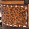 ADBG1324 American Darling Western Leather Bucket Bag with Hair-On Cowhide Patches & Tooled Leather Accent