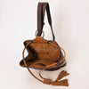 ADBG1324 American Darling Western Leather Bucket Bag with Hair-On Cowhide Patches & Tooled Leather Accent