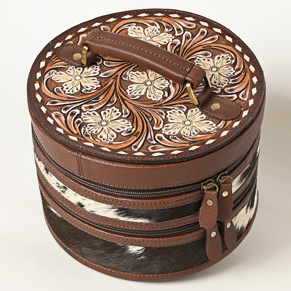 ADBGA491 American Darling Hand Tooled Genuine Leather & Hair-On Cowhide Western Jewelry Case