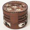 ADBGA491 American Darling Hand Tooled Genuine Leather & Hair-On Cowhide Western Jewelry Case