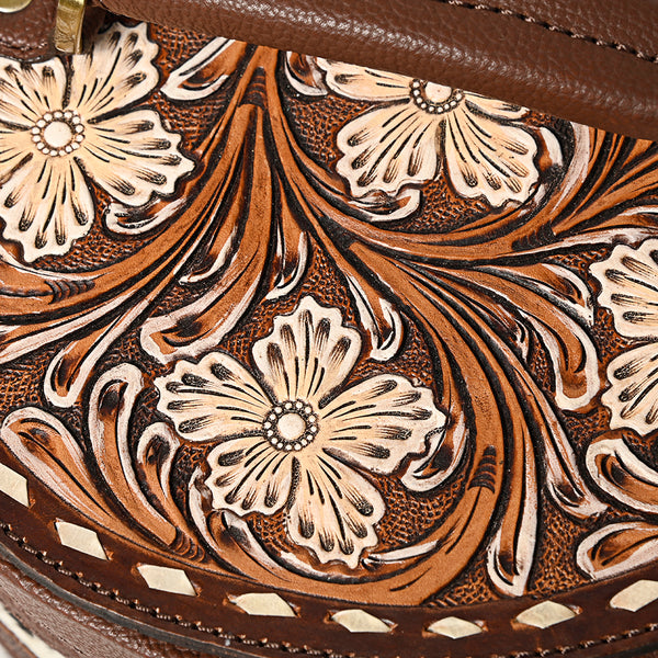 ADBGA491 American Darling Hand Tooled Genuine Leather & Hair-On Cowhide Western Jewelry Case