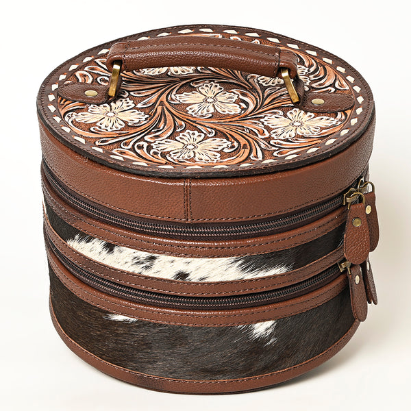ADBGA491 American Darling Hand Tooled Genuine Leather & Hair-On Cowhide Western Jewelry Case